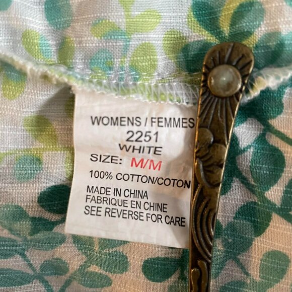 WOOLRICH Vintage blouse floral print in tones of green and white. Women size M. - Picture 8 of 9